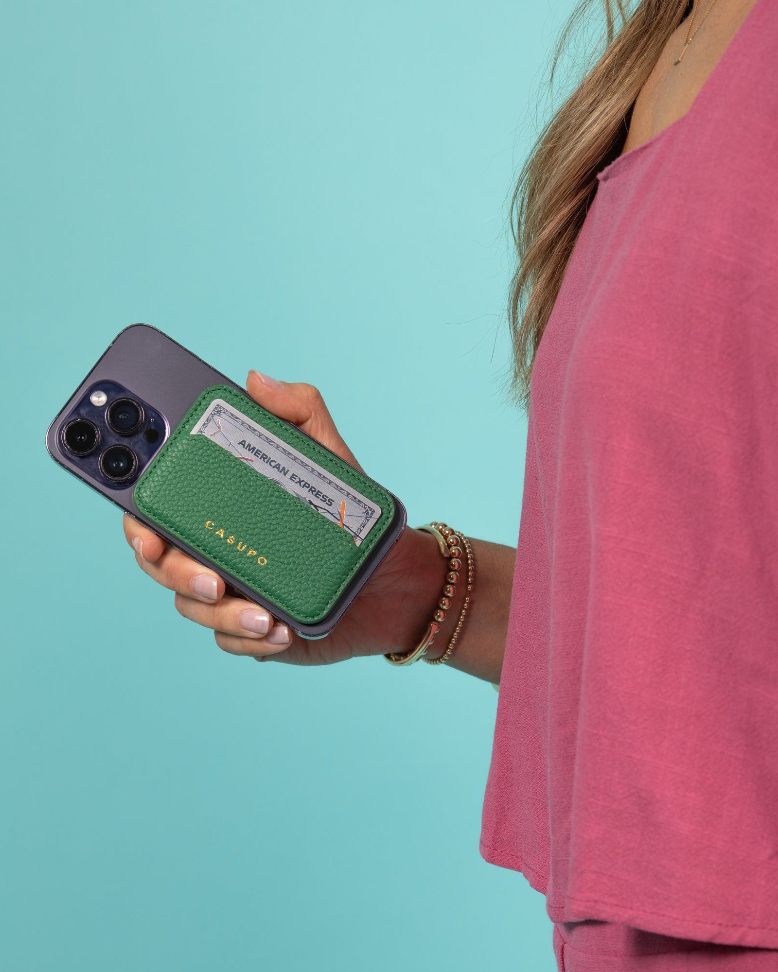 Mag Safe Leather Wallet with RFID | Green