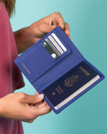 Leather Passport Wallet with RFID Shield | Cobalt