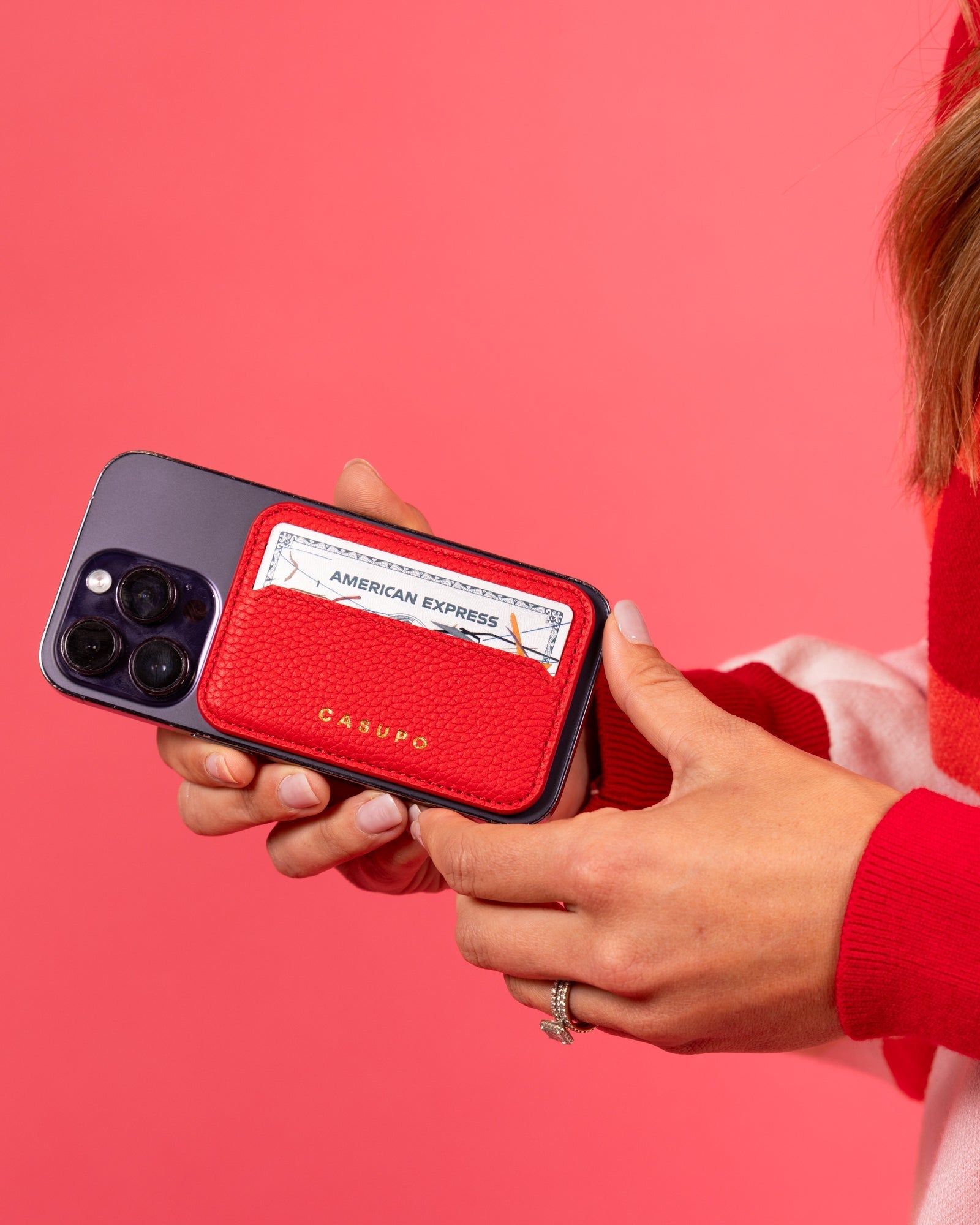 Mag Safe Leather Wallet with RFID | Red