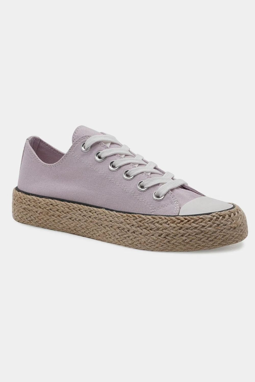 Lilac Lace-Up Woven Espadrille Sole Sneakers