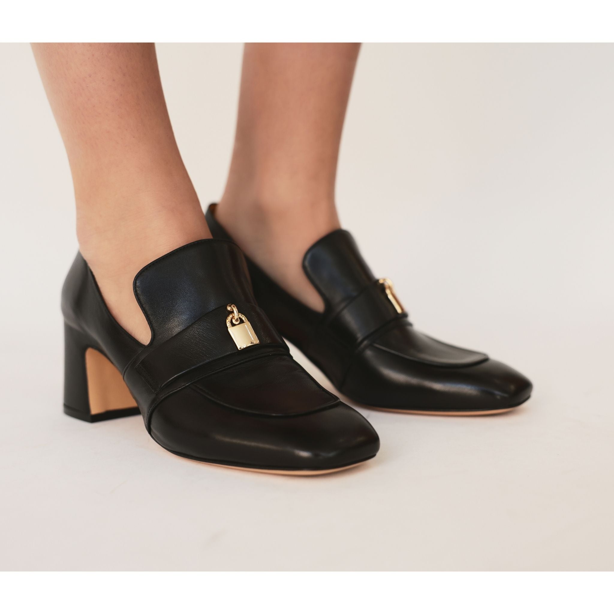 Madison Maison Tan Leather Lock Heel Loafer