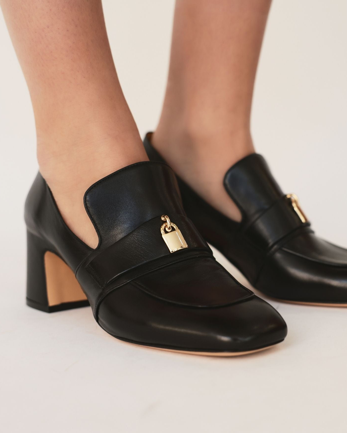 Madison Maison Tan Leather Lock Heel Loafer