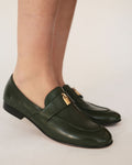 Madison Maison Green Leather Lock Flat Loafer