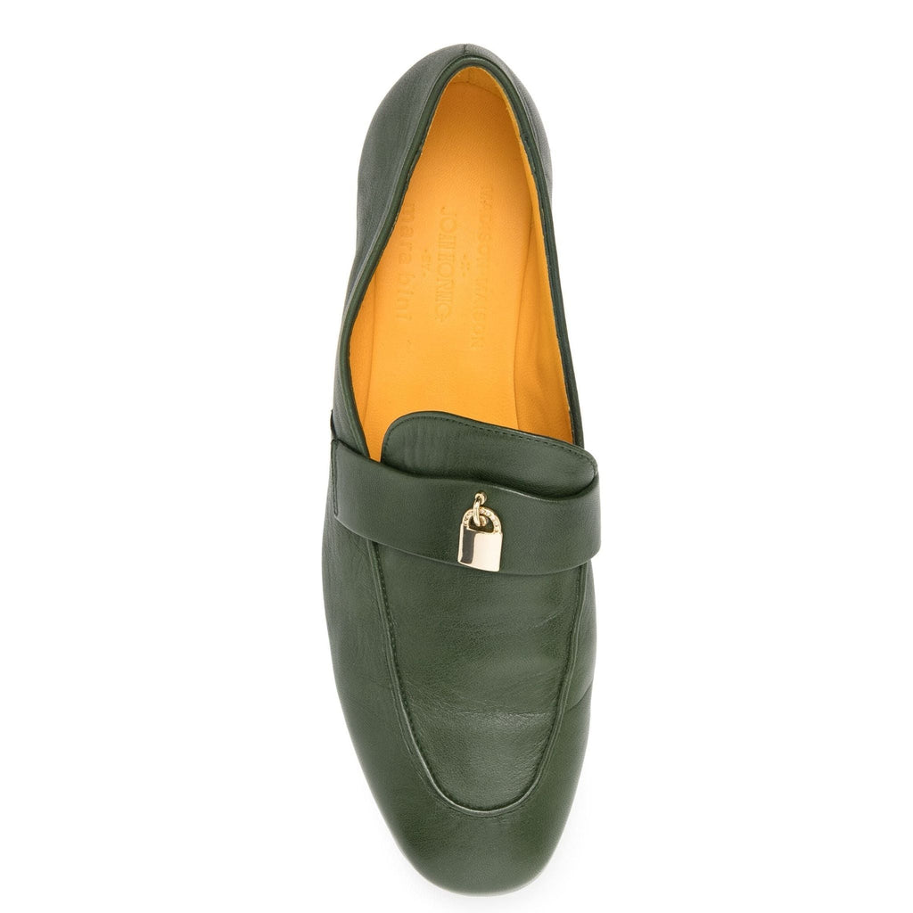 Madison Maison Green Leather Lock Flat Loafer