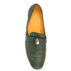 Madison Maison Green Leather Lock Flat Loafer