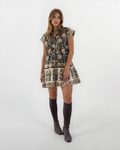 Marina Mini Dress in Black Jacobean