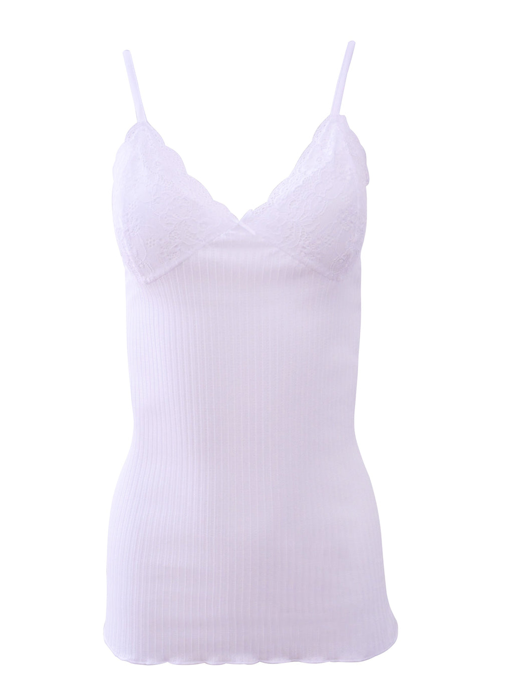 EGI Luxury 100% 'Filo di Scozia' Cotton Women's Camisole Tank with Lace Trim
