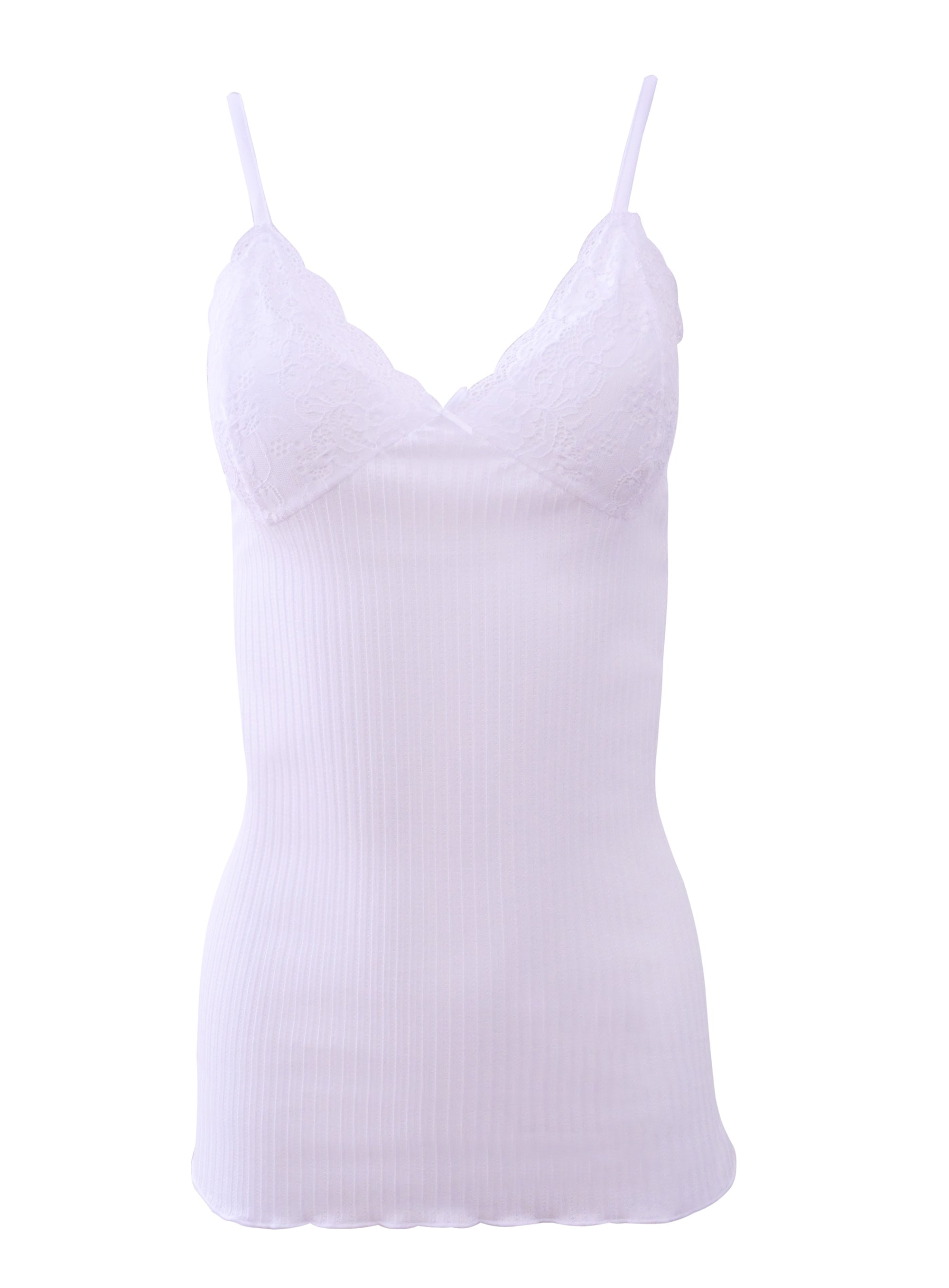 EGI Luxury 100% 'Filo di Scozia' Cotton Women's Camisole Tank with Lace Trim