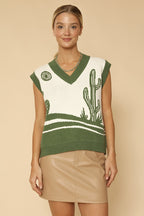 Desert Landscape Cactus Sweater Vest