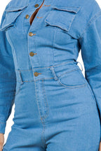 Denim Cargo Jumpsuit