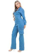 Denim Cargo Jumpsuit