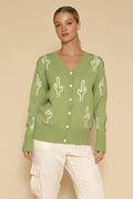 Cactus Knit Button Front Cardigan