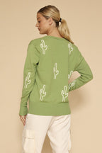 Cactus Knit Button Front Cardigan