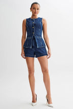 Denim Vest and Shorts Set