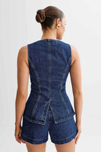 Denim Vest and Shorts Set