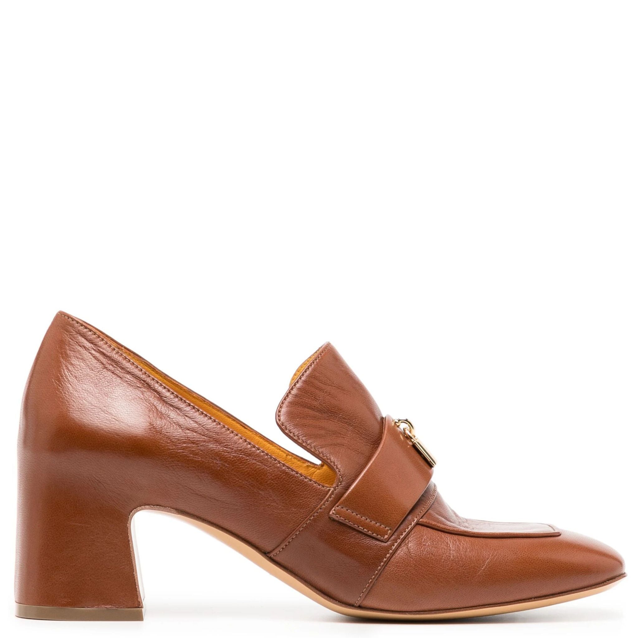 Madison Maison Tan Leather Lock Heel Loafer