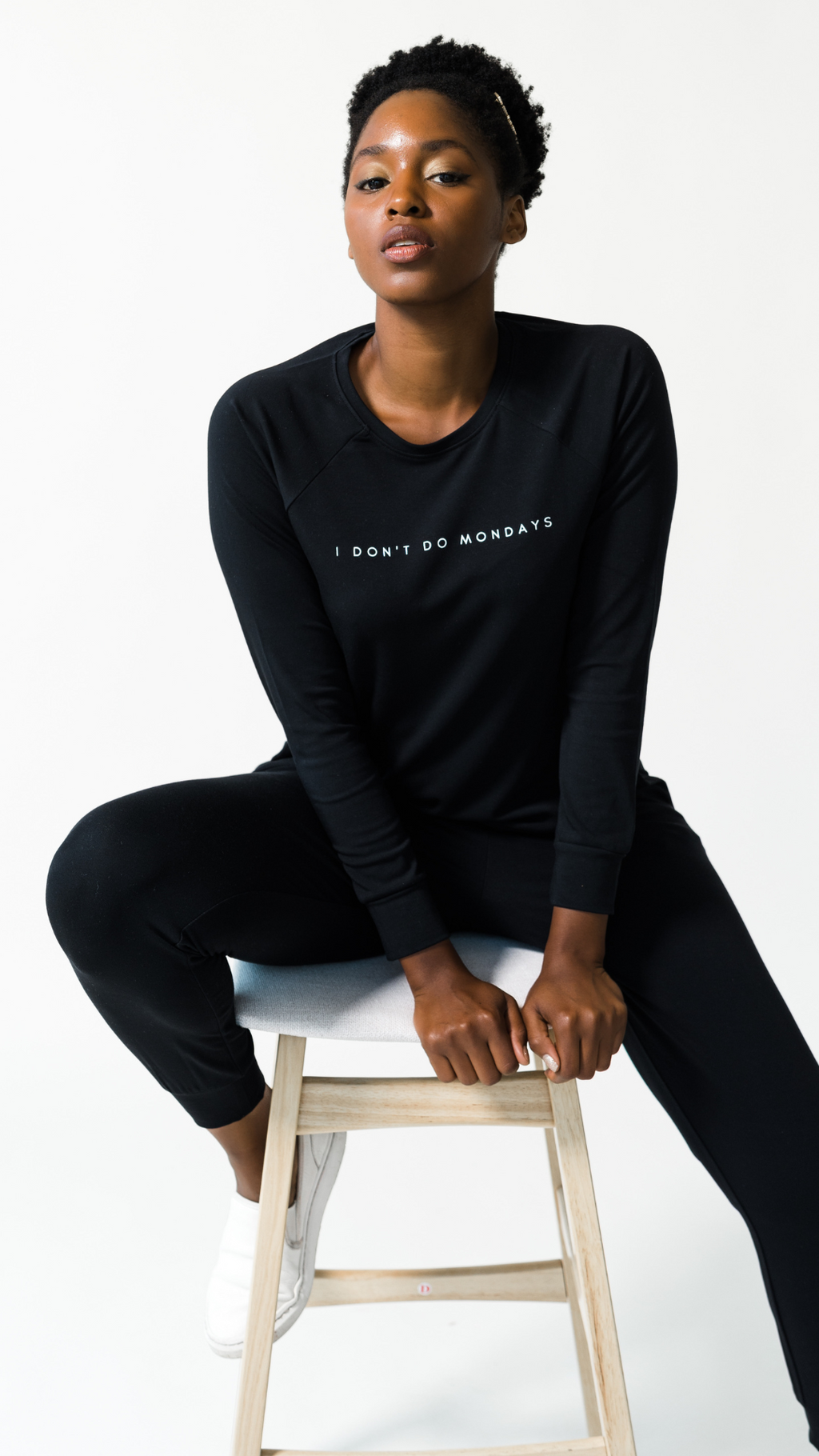 Women's 'I Don't Do Mondays' Bamboo Pullover | Black