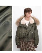 Fireladyfur Warm Short Jacket with a Large Fur Hood and Raccoon Fur 'Cool and Sharp'