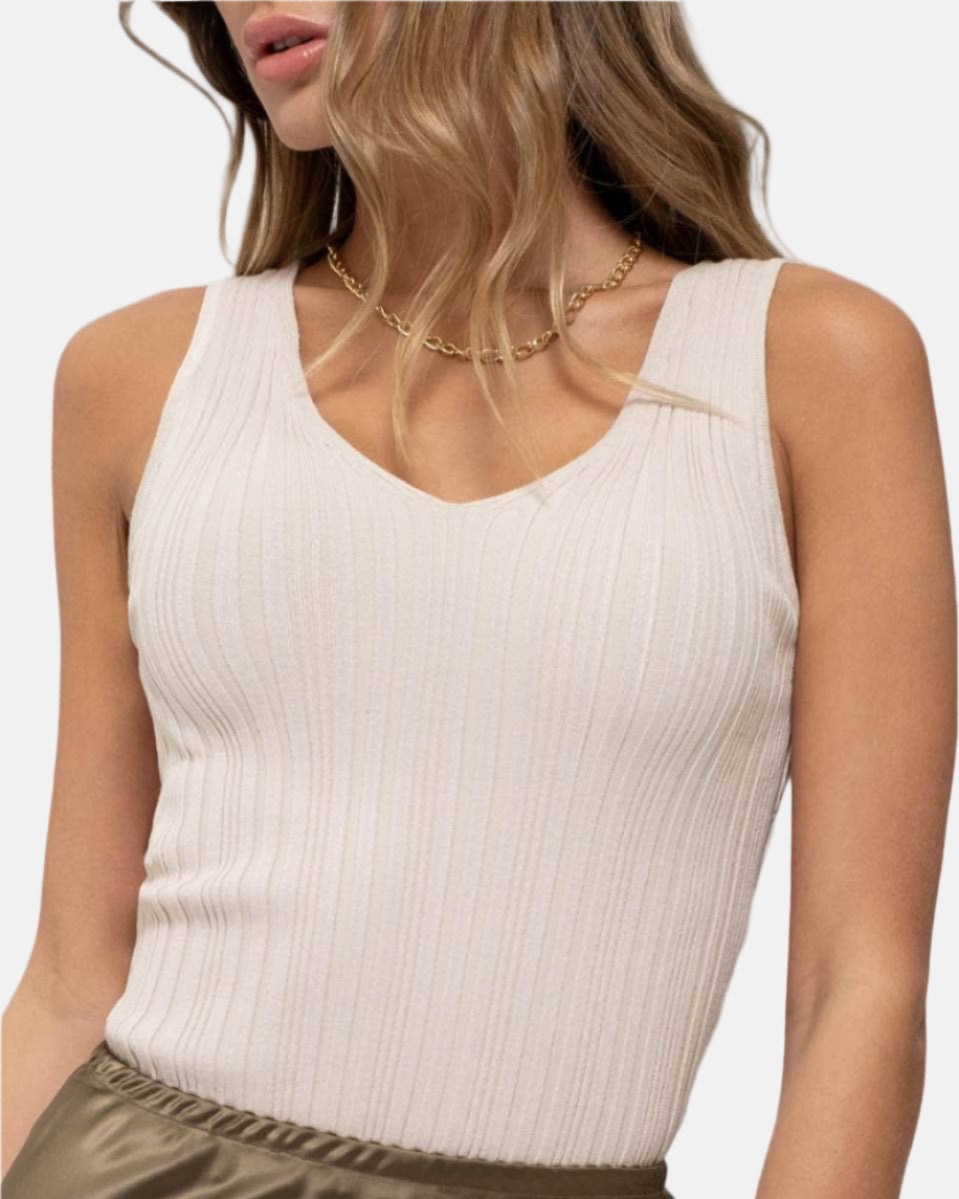 Sleeveless V-Neck Sweater Knit Top