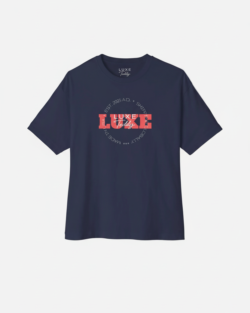Luxe Teddy Oversized Vintage Red 'LUXE' Boxy Tee | 1022