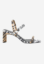 Animal Print Calf Leather Sandals | 6.5 cm Block Heel and Open Toe