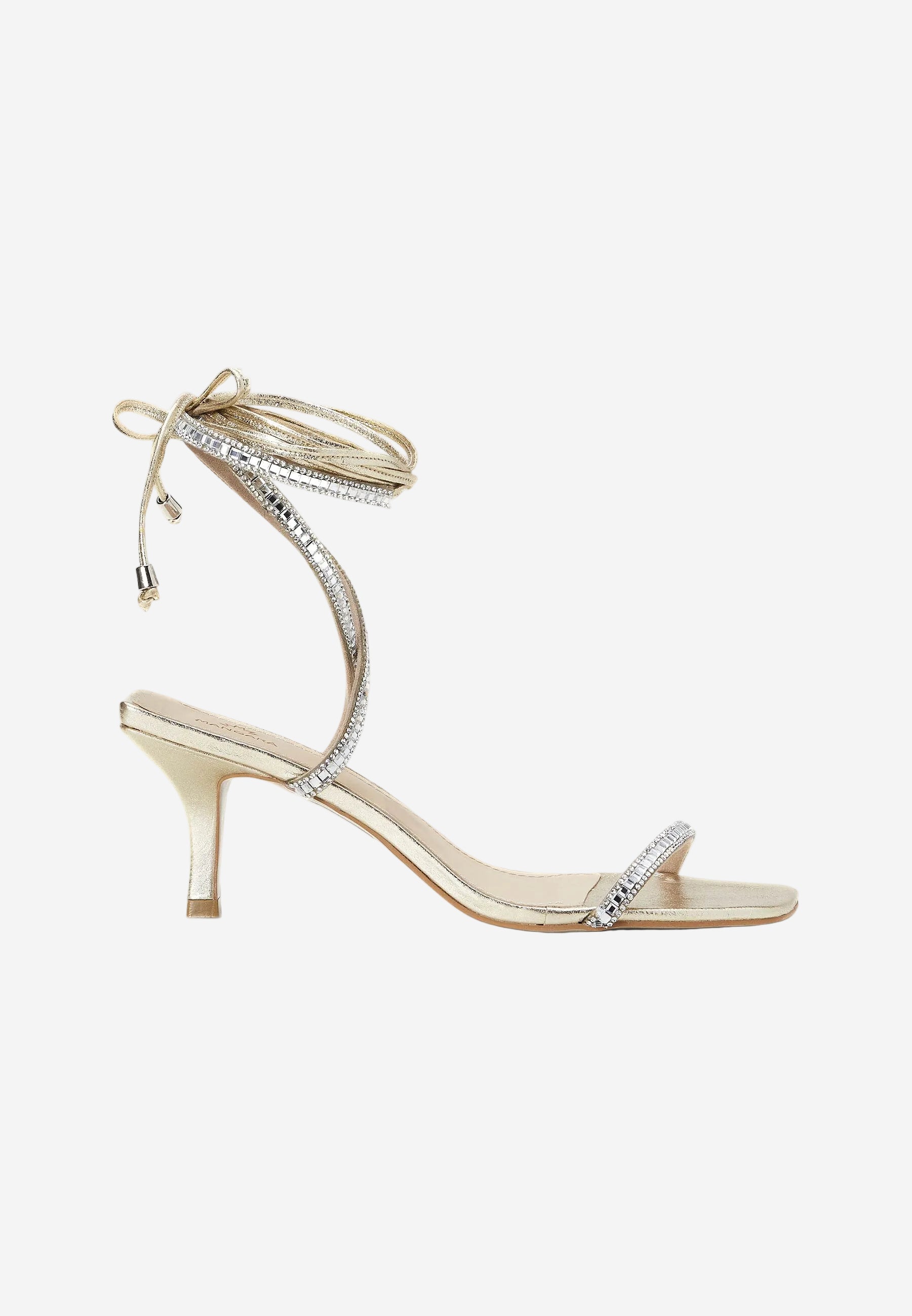 Golden Leather Heel Sandals | Handcrafted Open-Toe Design