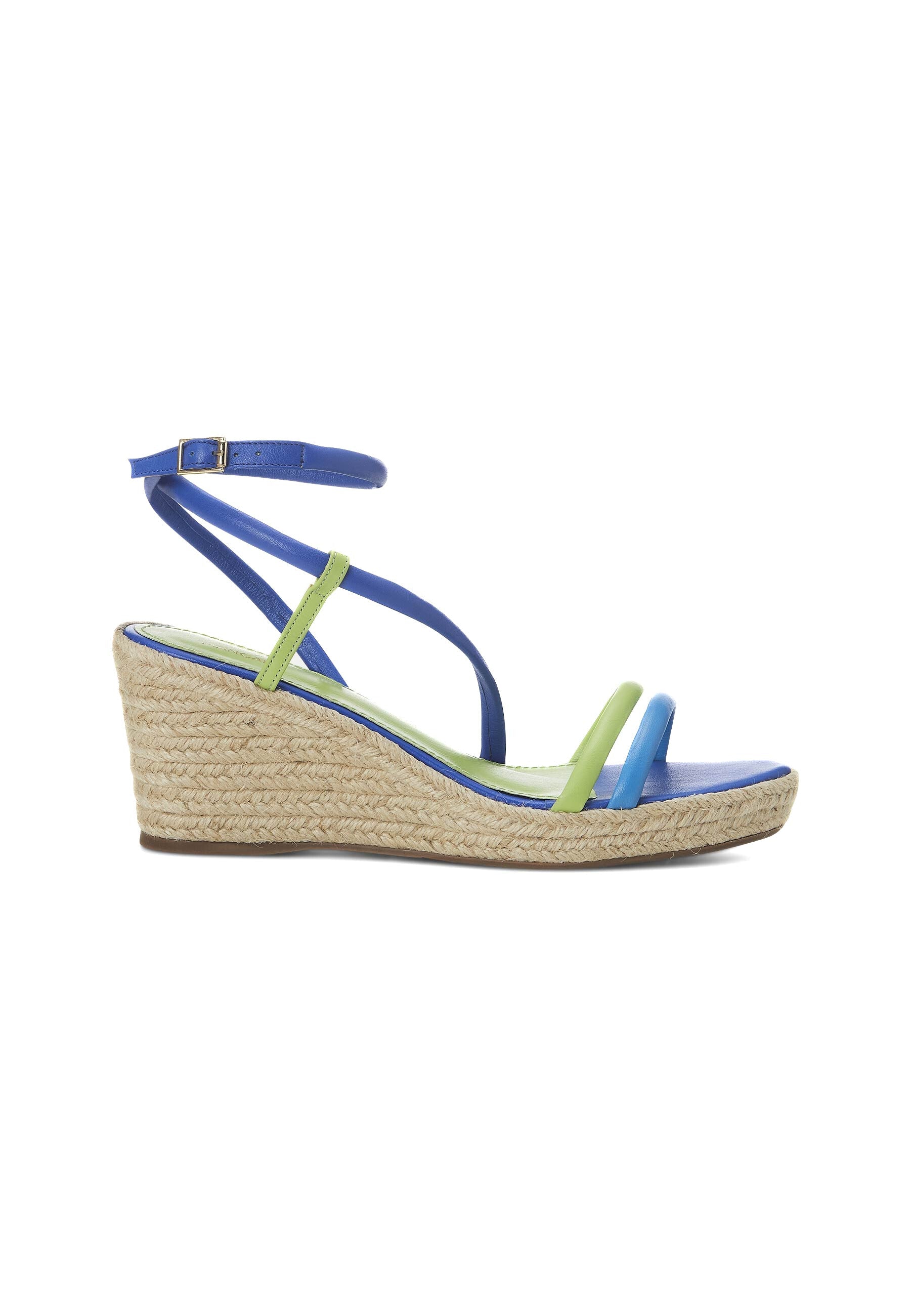 Leather Espadrille Wedges Romã with Jute Platform