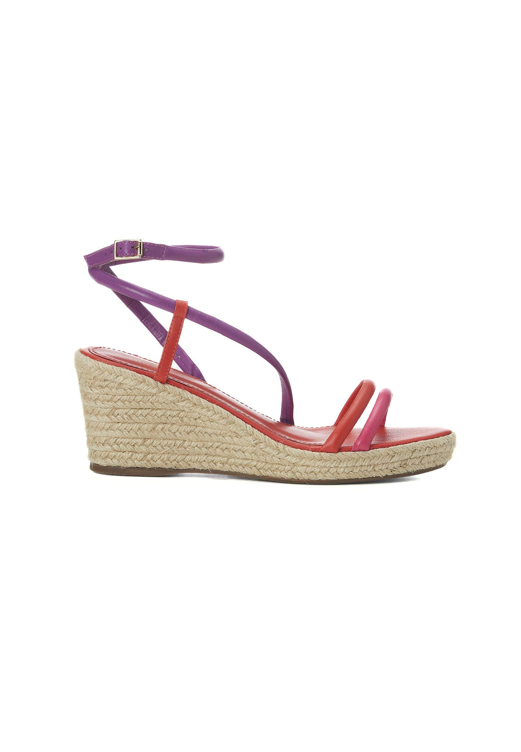 Leather Espadrille Wedges Romã with Jute Platform