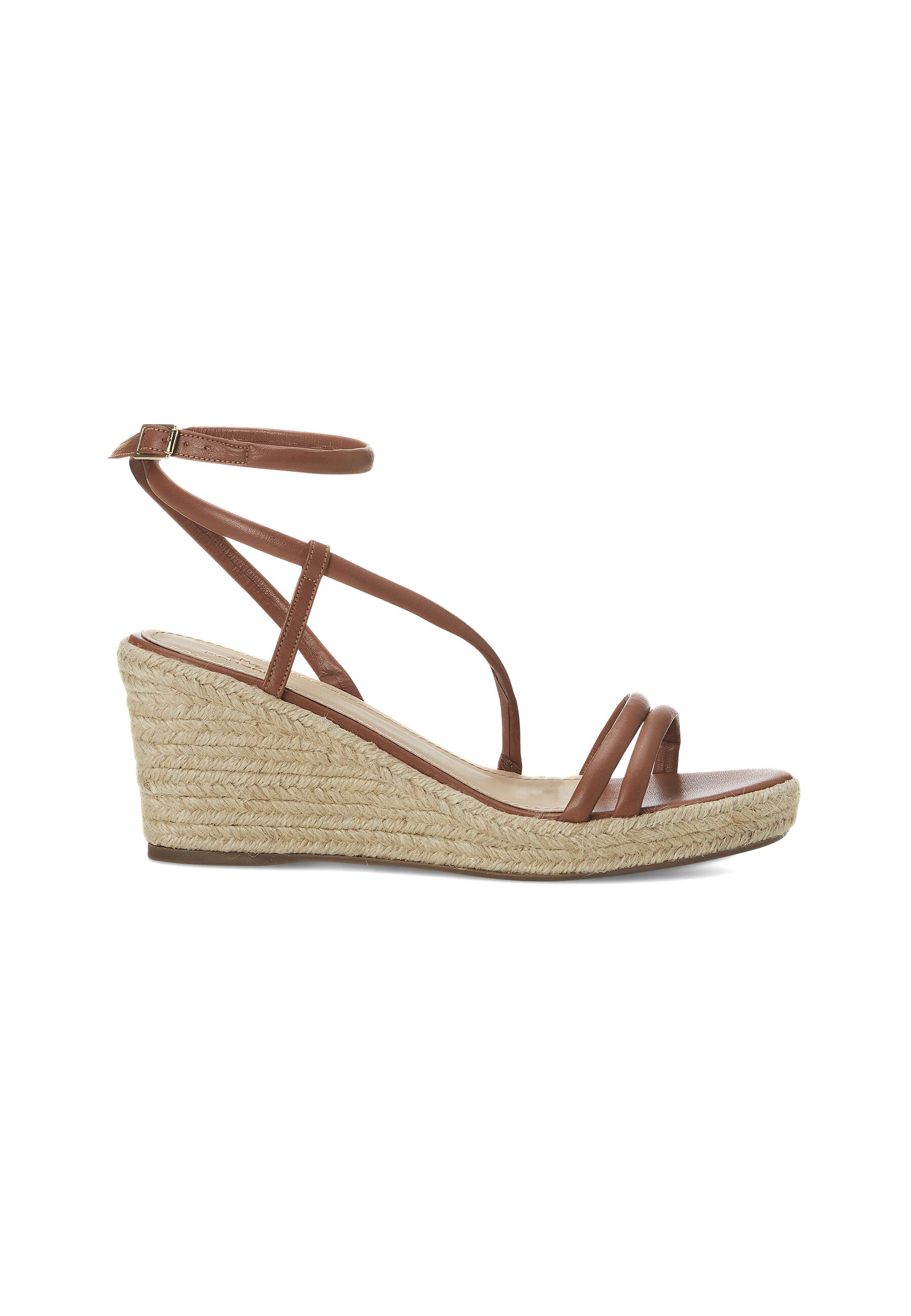 Leather Espadrille Wedges Romã with Jute Platform