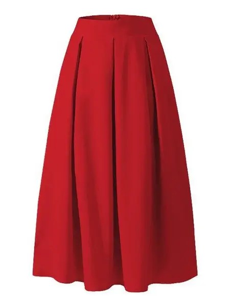 High Waist Pleated Skirt in Red