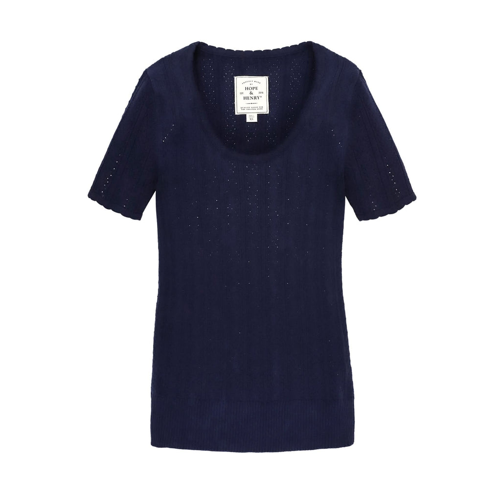 Scoop Neck Sweater Top | Navy