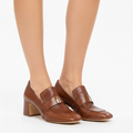 Madison Maison Tan Leather Lock Heel Loafer
