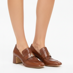 Madison Maison Tan Leather Lock Heel Loafer