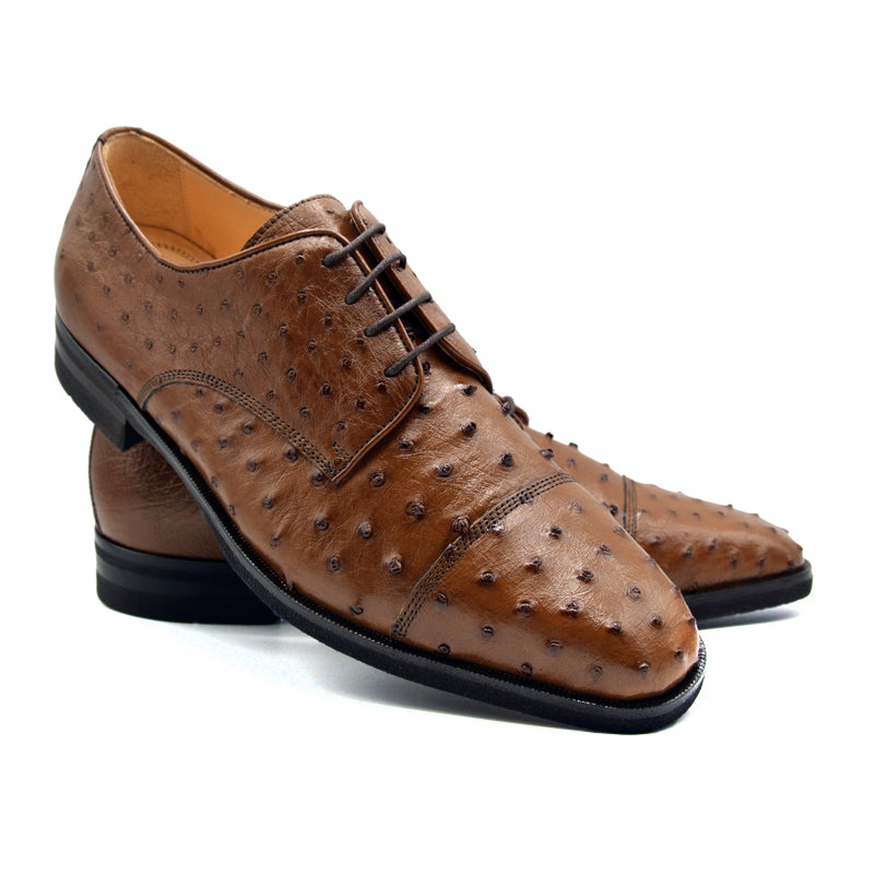 ANDREA Ostrich Quill Lace-Up | Brandy