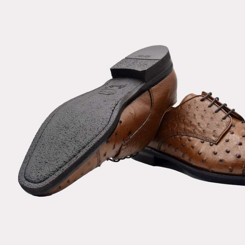 ANDREA Ostrich Quill Lace-Up | Brandy