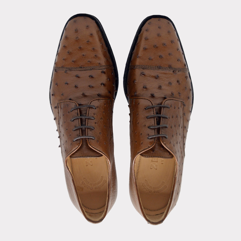 ANDREA Ostrich Quill Lace-Up | Brandy