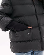 Genuine Fur Trim Down Fill Coat in Black