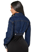 Denim Crop Jacket Navy