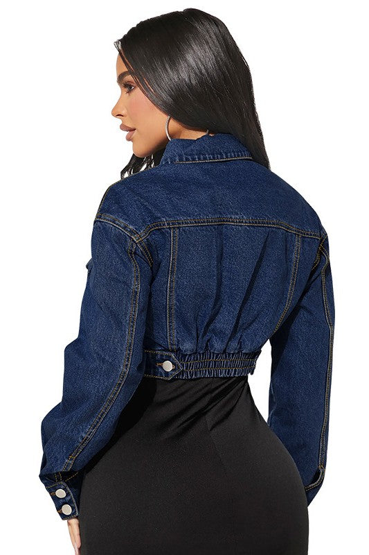 Denim Crop Jacket Navy