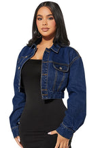 Denim Crop Jacket Navy