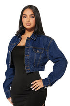 Denim Crop Jacket Navy