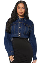 Denim Crop Jacket Navy