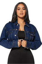 Denim Crop Jacket Navy