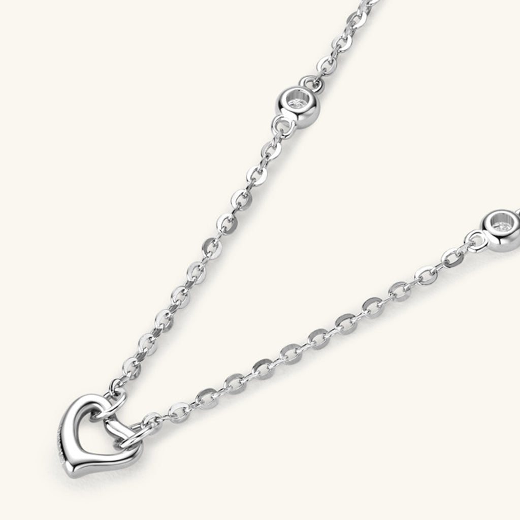 Silver Heart Moissanite Pendant Necklace