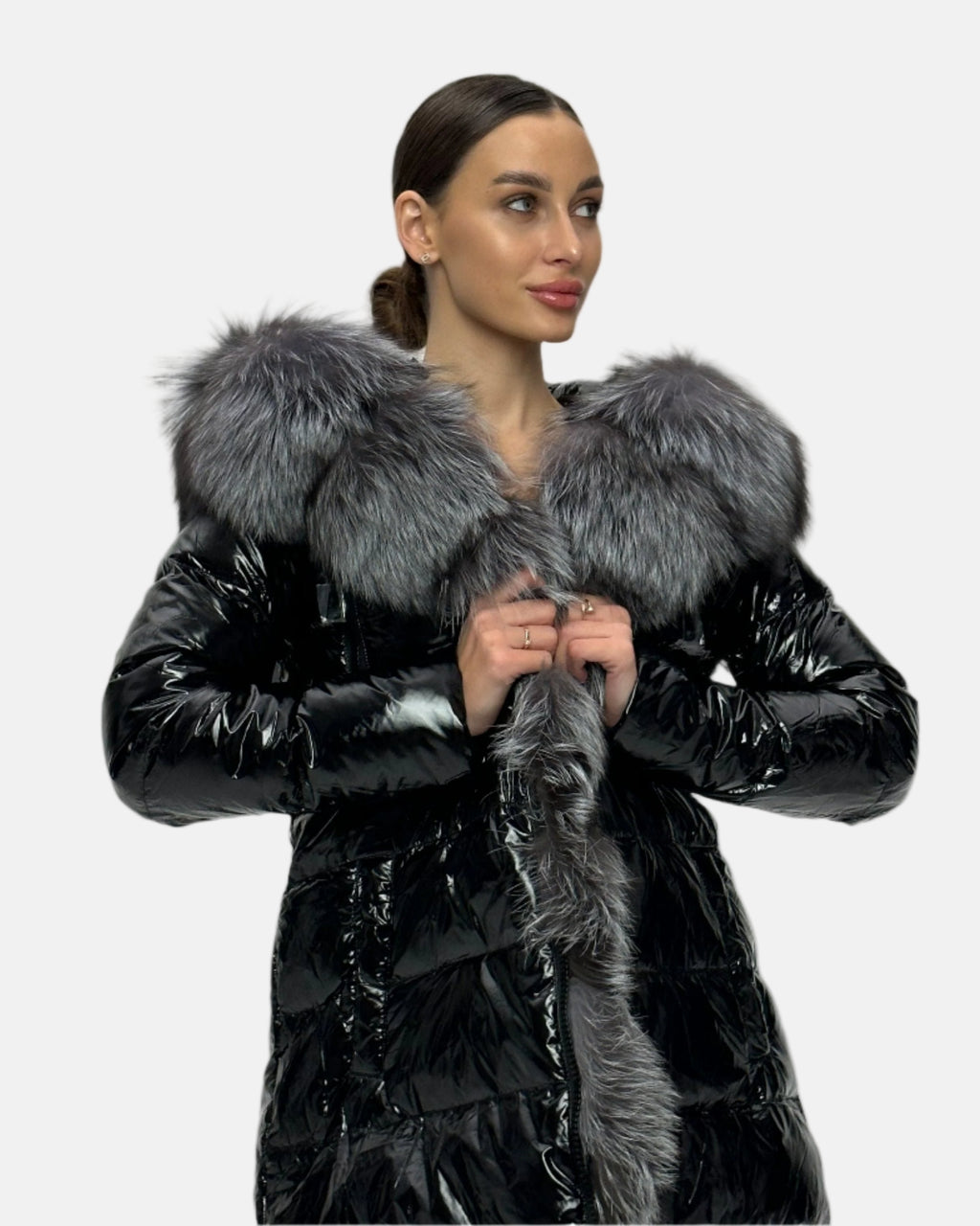 Onyx Genuine Silver Fox Down Parka