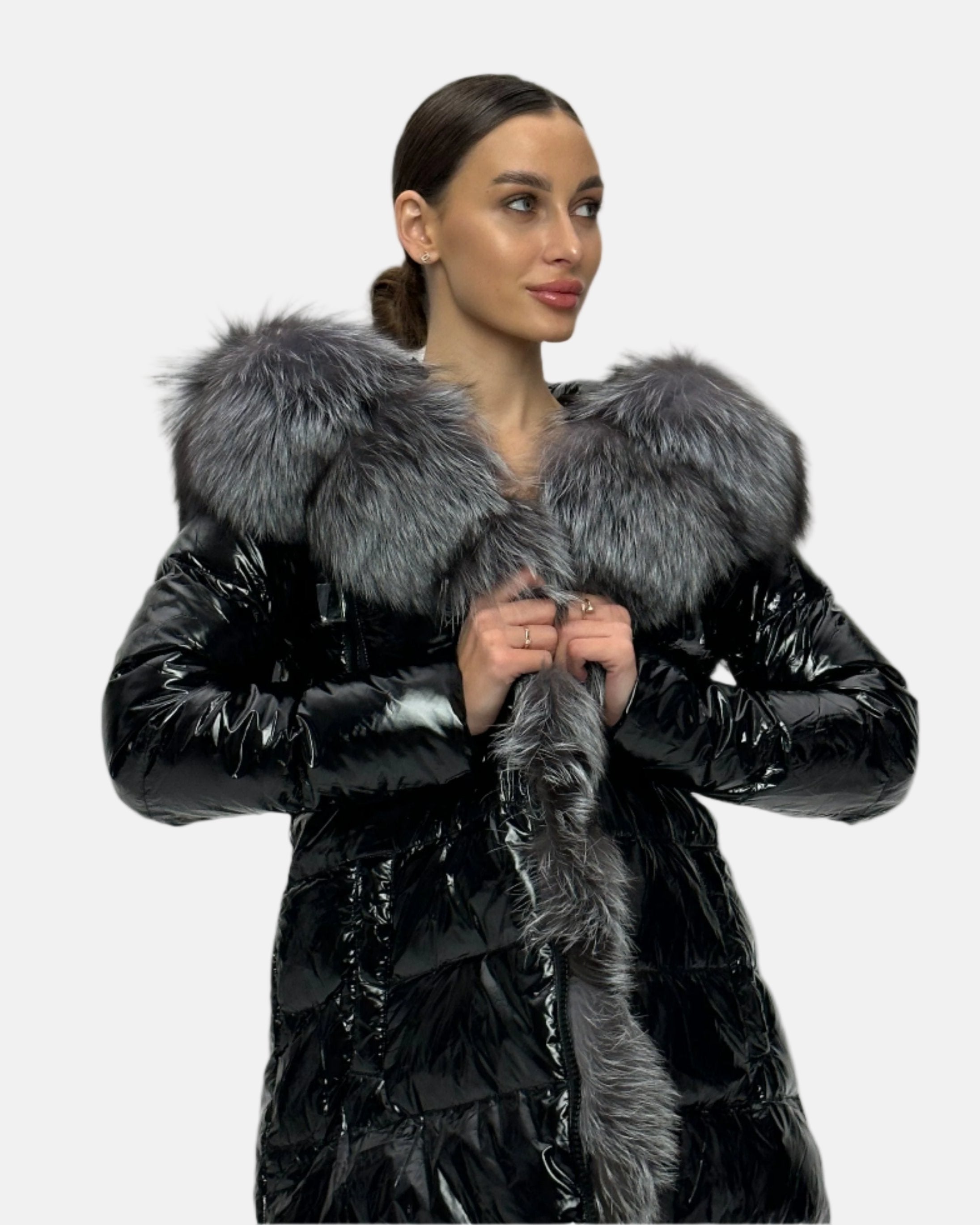 Onyx Genuine Silver Fox Down Parka