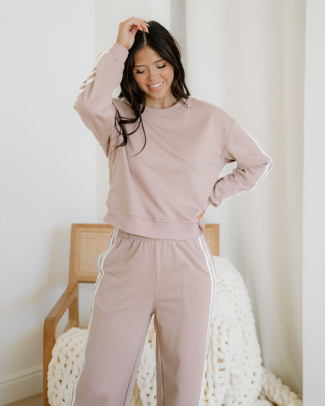Varsity Pullover & Wide Leg Pants (2 pcs) Outfit