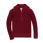 Organic Fine Gauge Half Zip Sweater | Dark Red