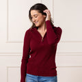 Organic Fine Gauge Half Zip Sweater | Dark Red