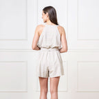 Button Front Halter Romper